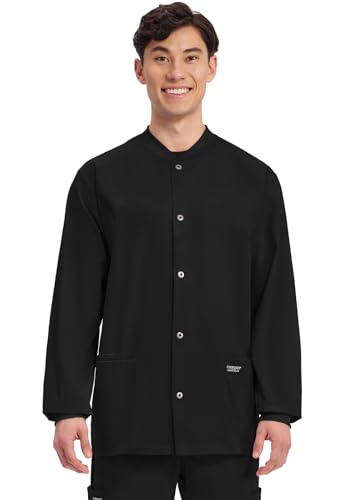 Amazon.com: Cherokee Men's Scrub Jacket Snap Front Medical with 3